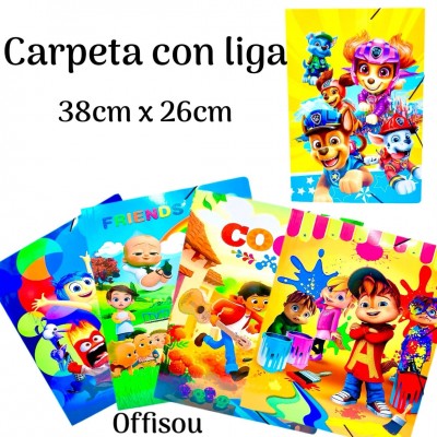 carpeta con liga con fuguras 38x26cm