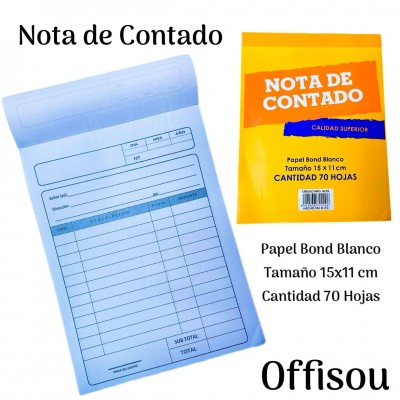 nota de contado 15x11cm