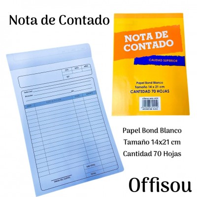 nota de contado 14x21cm