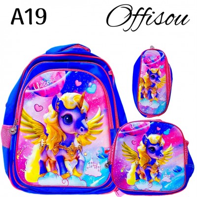 #1bolso tripark 3pcs (Promocion ninas) bolso+cartuchera+lonchera 16pulga