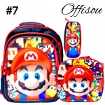 #1)bolso 3pcs ninos(cartuchera+lonchera+bolso)16pulga