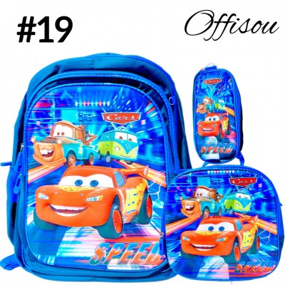 #1)bolso 3pcs ninos(cartuchera+lonchera+bolso)16pulga