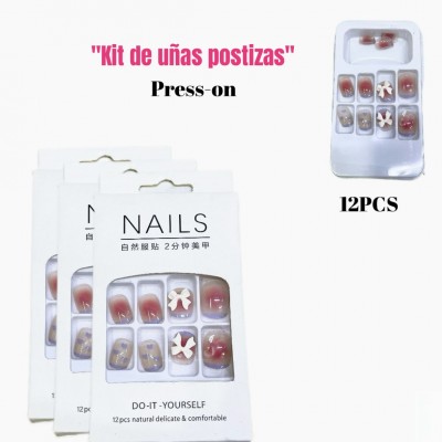 unas decorada corta con lazo (new) (76&*12)