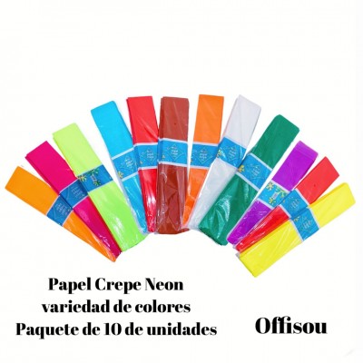 papel crepe offisou neonx6